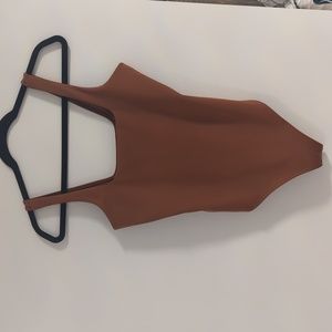 Good American Scuba Modern Brown Thong Bodysuit Size 2